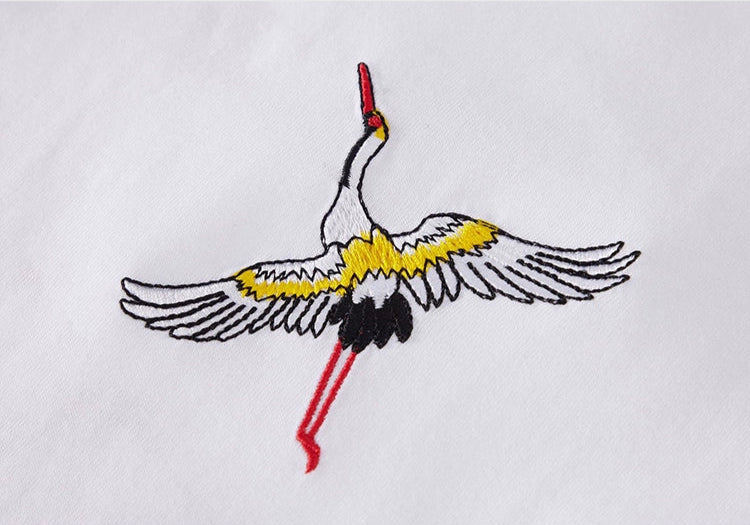 Cranes of Serenity Embroidered T-shirt