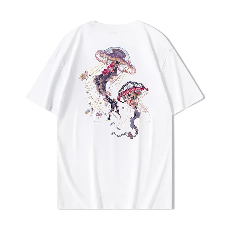 Dual Jellyfish Embroidered T-shirt
