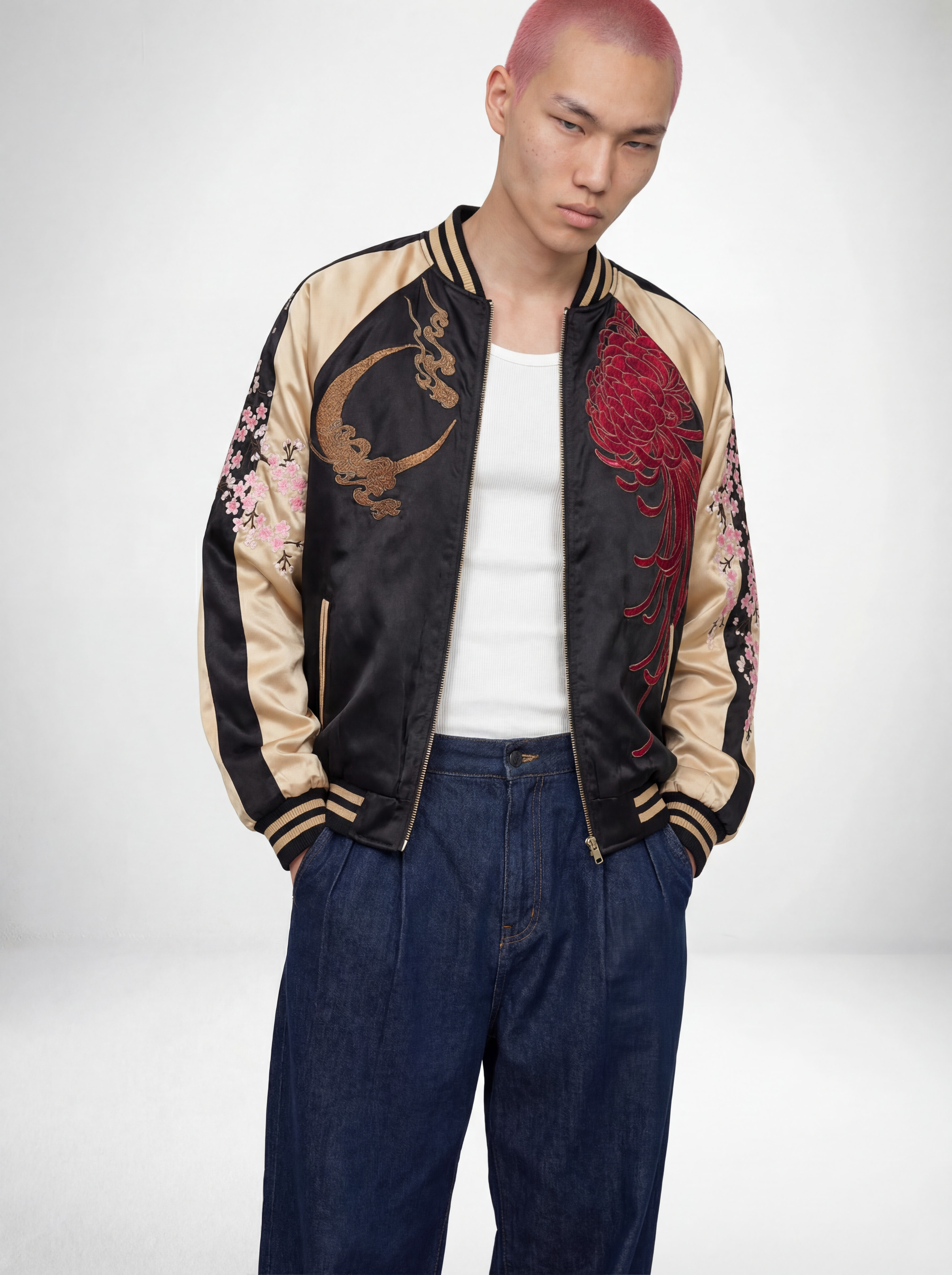 Kylin Blossom Sukajan Souvenir Bomber Jacket (Reversible)