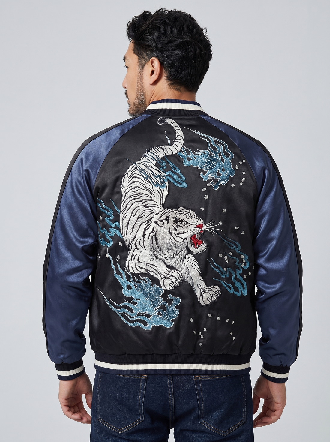 Kurtka Bomberka Sukajan Azure Roar Tiger