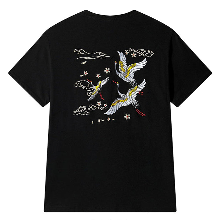Cranes of Serenity Embroidered T-shirt