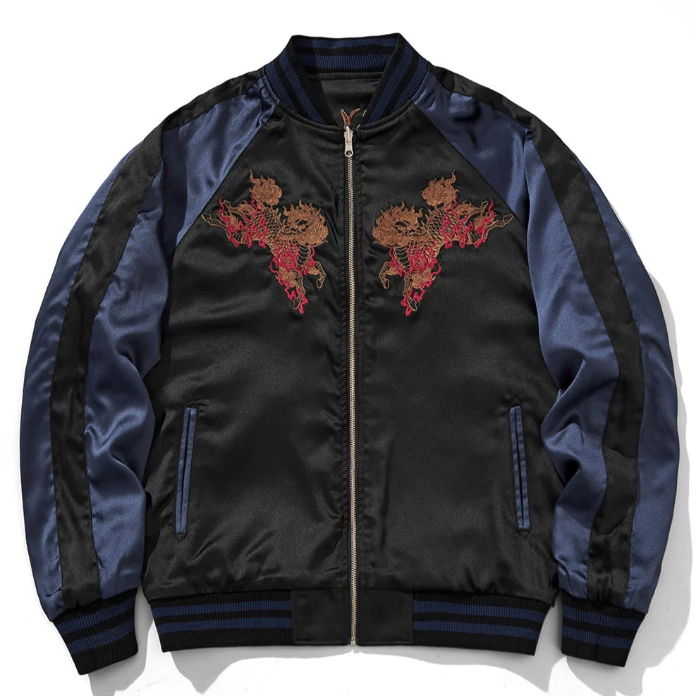 Kylin Blossom Sukajan Souvenir Bomber Jacket (Reversible)