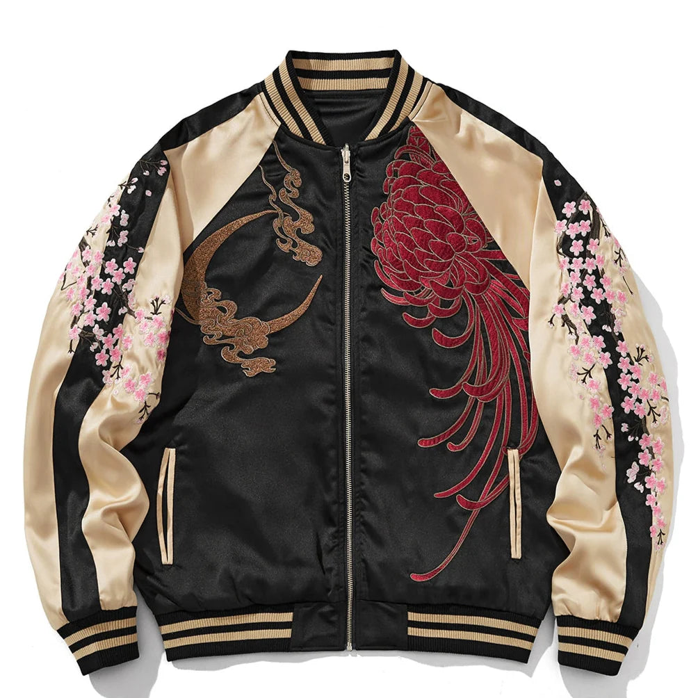 Kylin Blossom Sukajan Souvenir Bomber Jacket (Reversible)