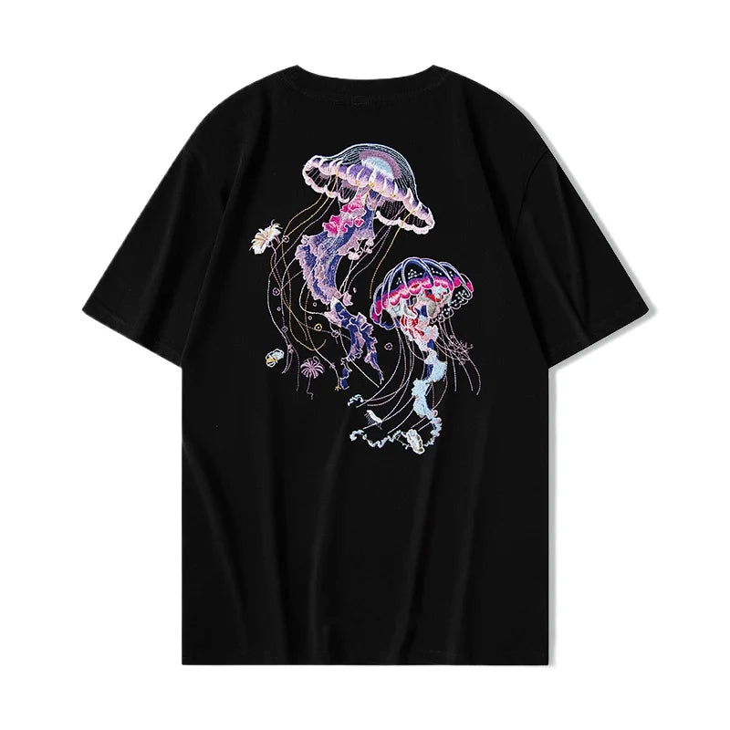 Dual Jellyfish Embroidered T-shirt