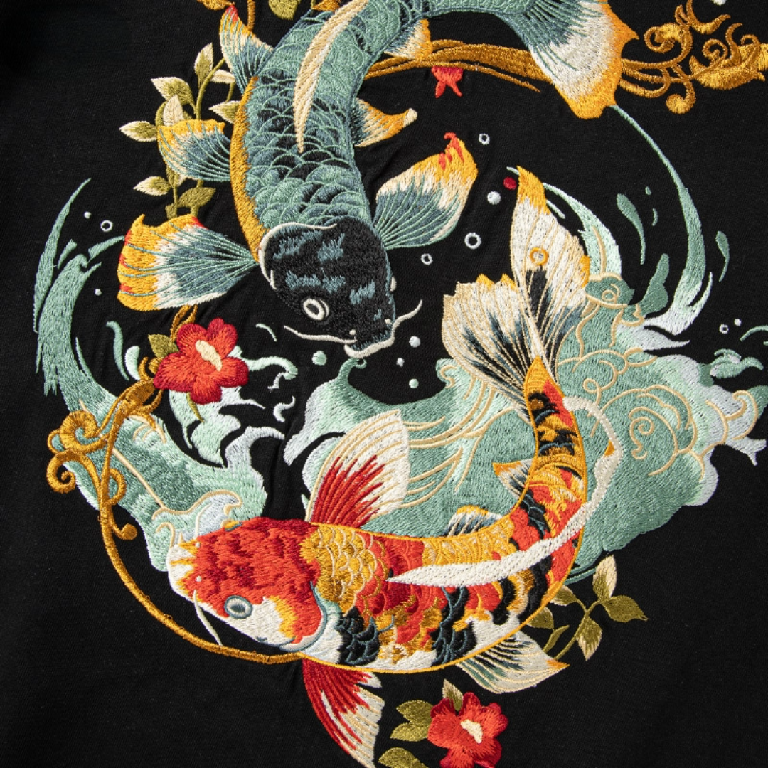 Dual Koi Embroidered t-shirt