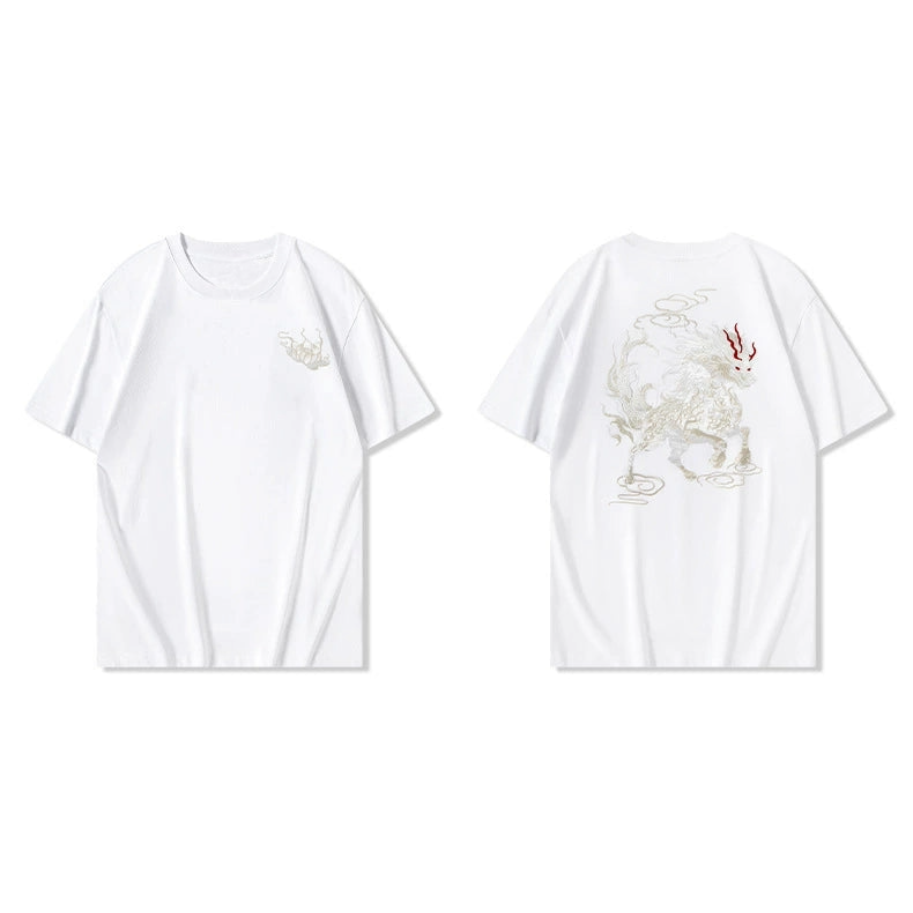 Wściekły Kylin Haftowany T-shirt