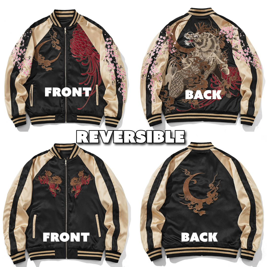 Kylin Blossom Sukajan Souvenir Bomber Jacket (Reversible)