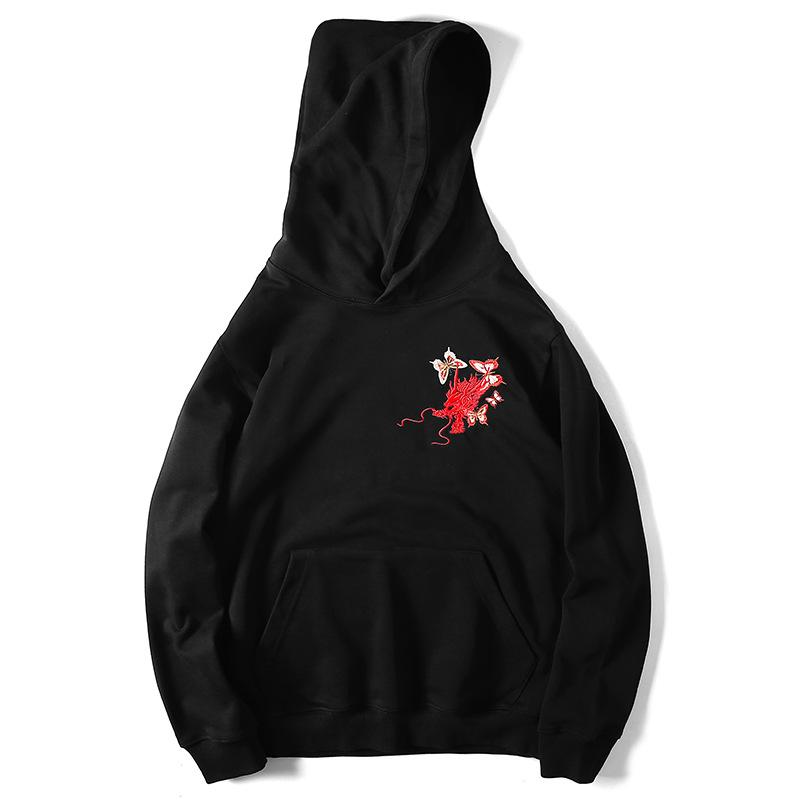 Haftowana bluza z kapturem "Smok w kwiatach"