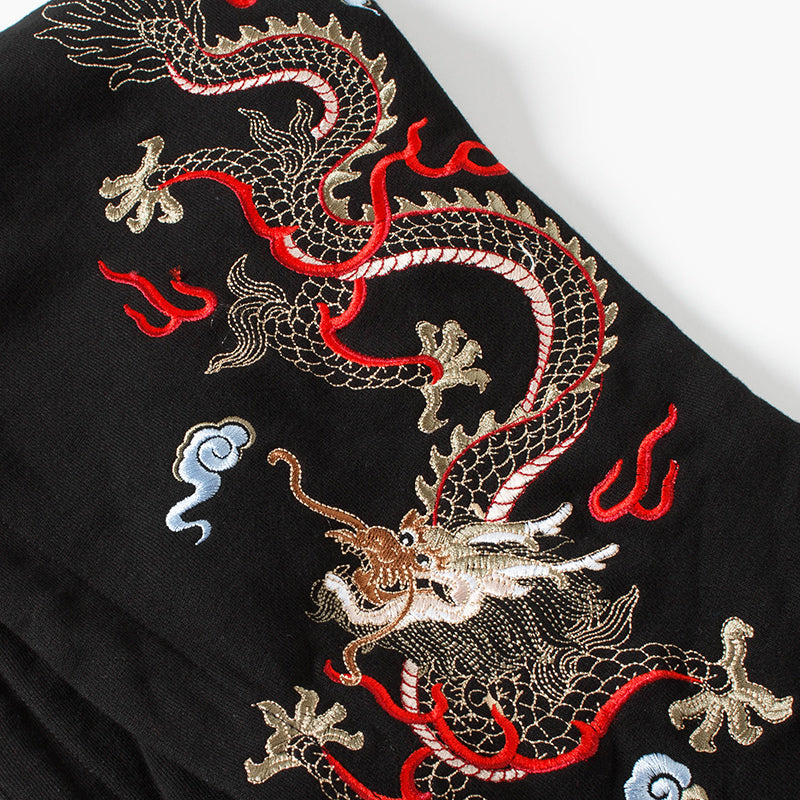 Fiery Pearl Dragon Embroidered Hoodie