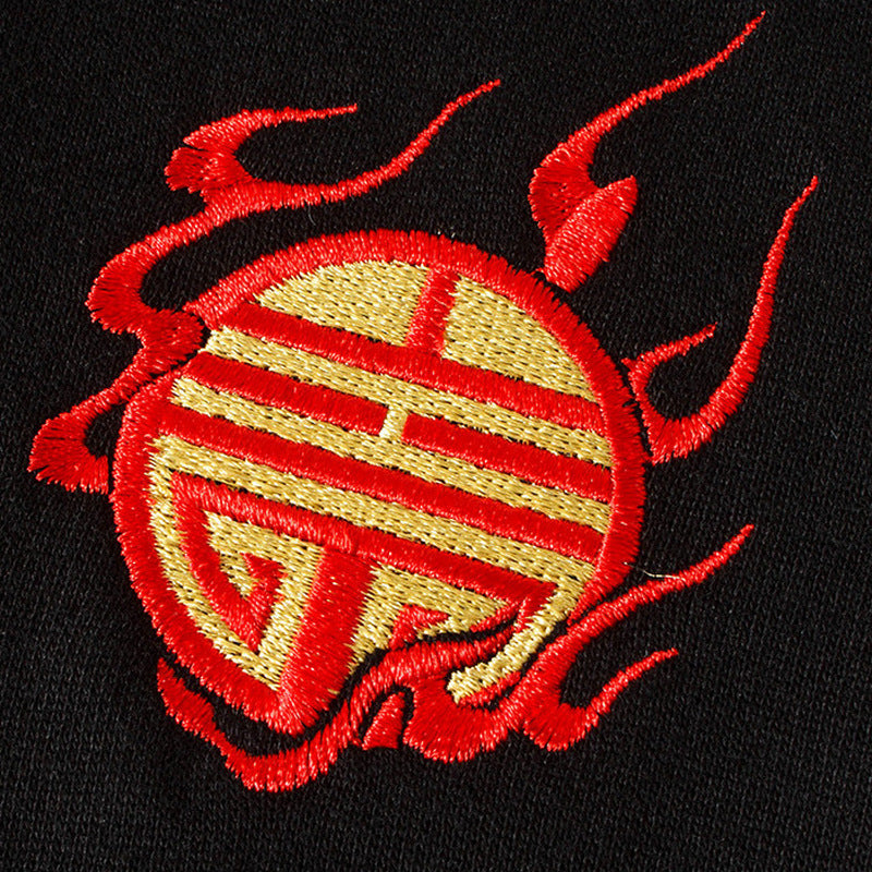 Fiery Pearl Dragon Embroidered Hoodie