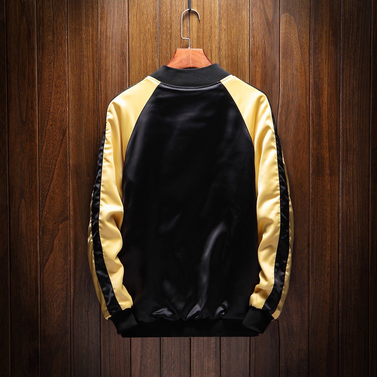 Reversible Japanese Sukajan Souvenir Jacket with Elegant Crane and Floral Embroidery