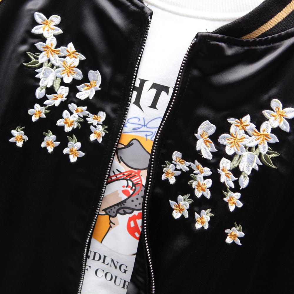 Reversible Japanese Sukajan Souvenir Jacket with Elegant Crane and Floral Embroidery