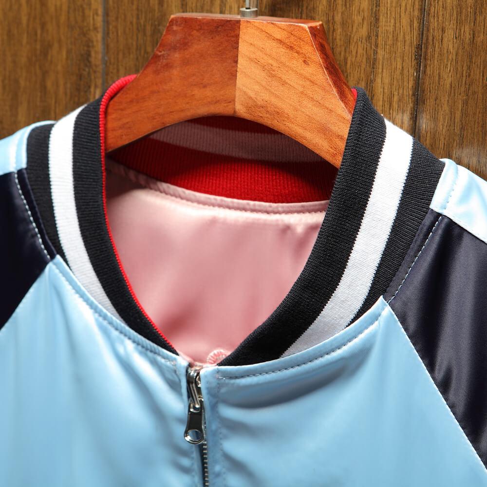 Reversible Mountain Tiger Souvenir Jacket - Dual Design Embroidered Bomber