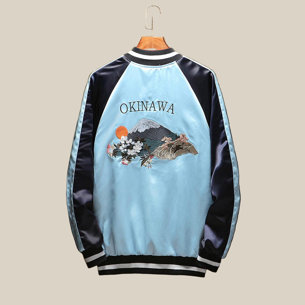 Reversible Mountain Tiger Souvenir Jacket - Dual Design Embroidered Bomber