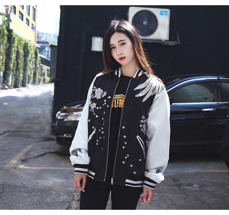 Majestic Phoenix Embroidered Souvenir Jacket: Reversible Silk Bomber for All