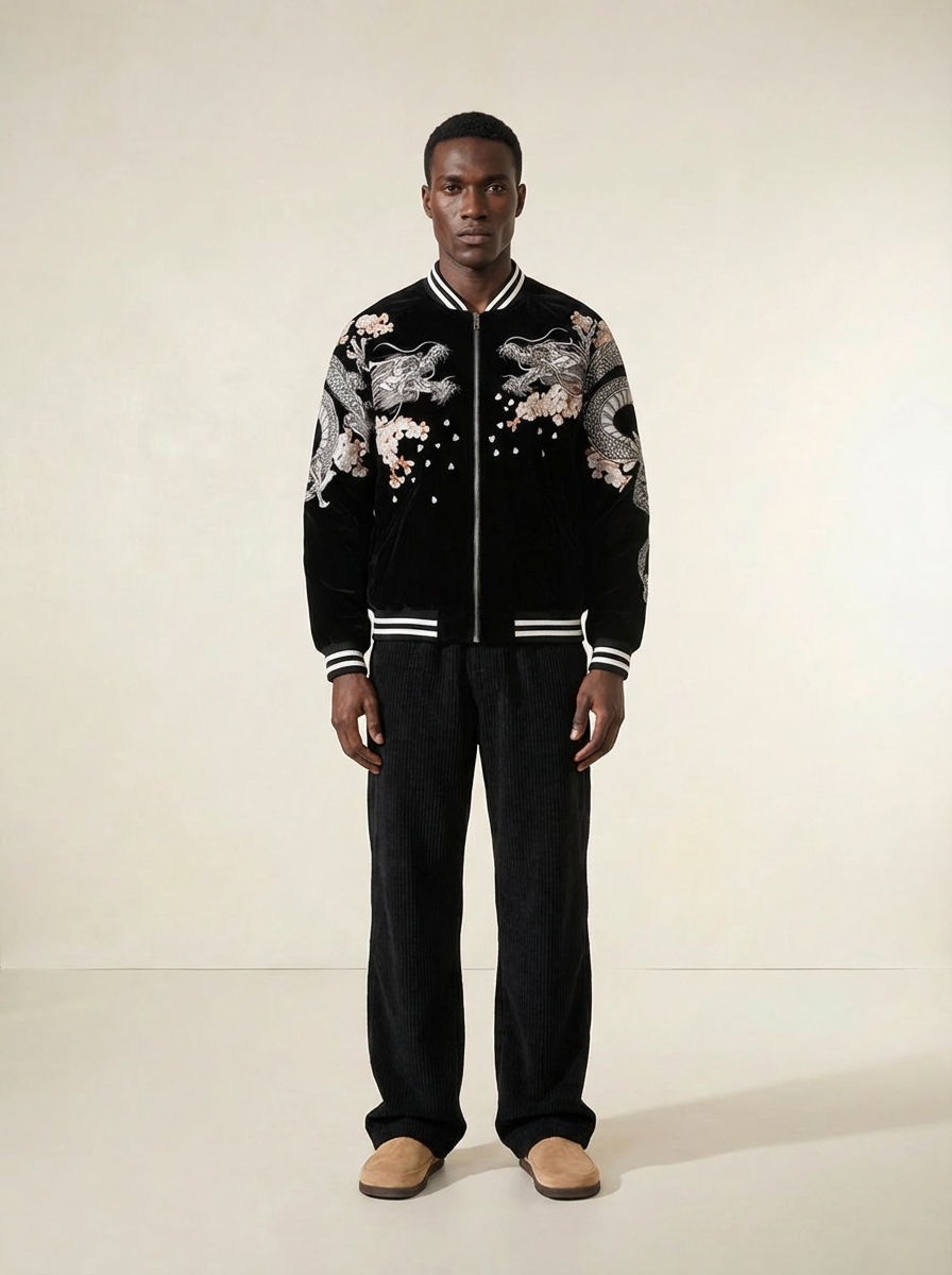 Ryūjin Sakura Sukajan Cotton Souvenir Bomber Jacket