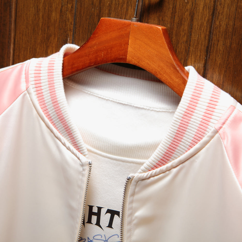 Vibrant Rainbow Unicorn Embroidered Sukajan Jacket - Japanese Mythical Bomber Satin