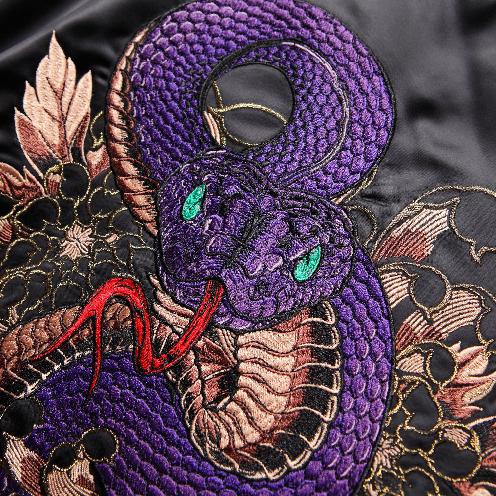 Violet Viper Sukajan Jacket - Premium Embroidered Japanese Satin Bomber