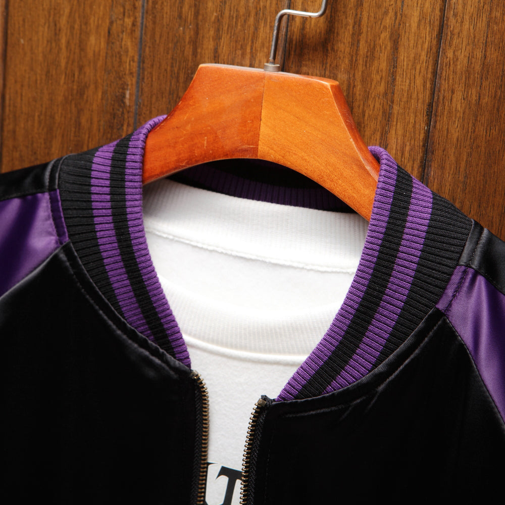 Violet Viper Sukajan Jacket - Premium Embroidered Japanese Satin Bomber