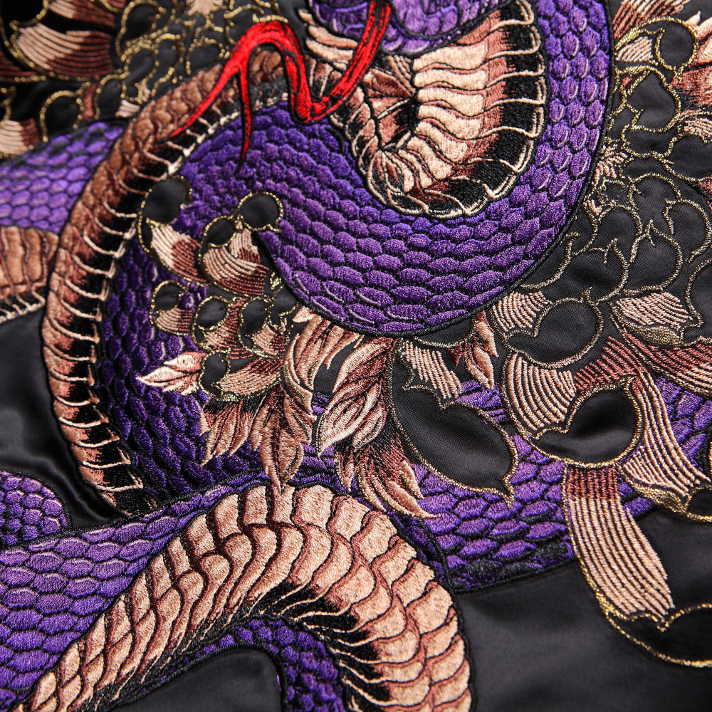 Violet Viper Sukajan Jacket - Premium Embroidered Japanese Satin Bomber